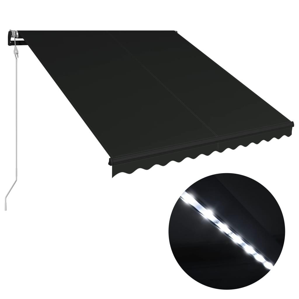 Foldemarkise med vindsensor og LED 300 x 250 cm antracitgrå