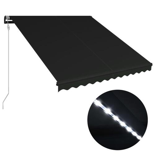 Foldemarkise med vindsensor og LED 350 x 250 cm antracitgrå