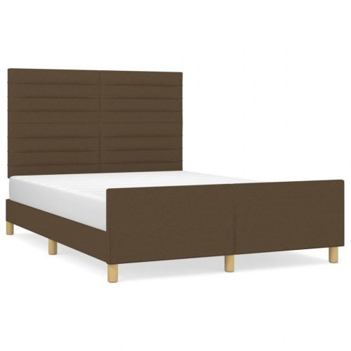 Sengeramme med sengegavl 140×190 cm - stof, mørkebrun
