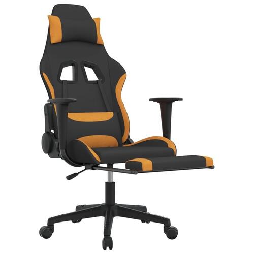 Gamingstol med fodstøtte stof sort og orange