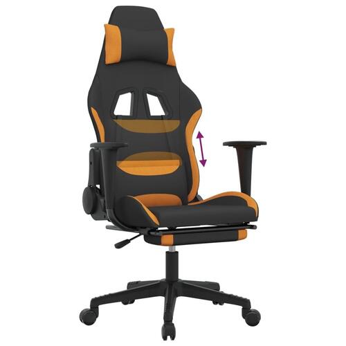 Gamingstol med fodstøtte stof sort og orange