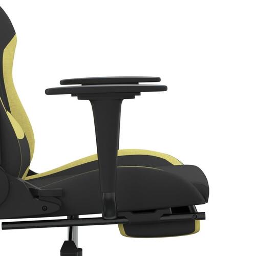 Gamingstol med fodstøtte stof sort og lysegrøn