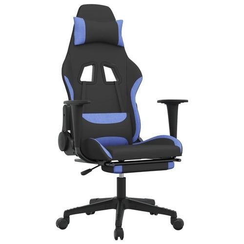 Gamingstol med fodstøtte stof sort og blå