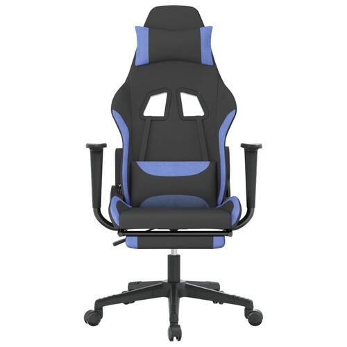 Gamingstol med fodstøtte stof sort og blå