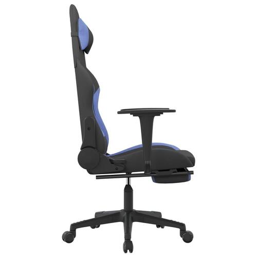 Gamingstol med fodstøtte stof sort og blå