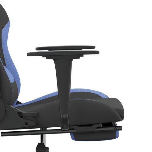 Gamingstol med fodstøtte stof sort og blå