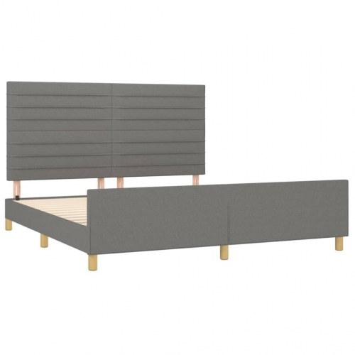 Sengeramme med sengegavl 160x200 cm - stof, mørkegrå