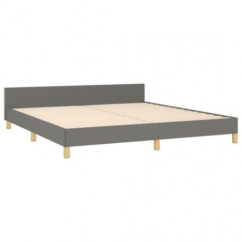 Sengeramme med sengegavl 160x200 cm - stof, mørkegrå
