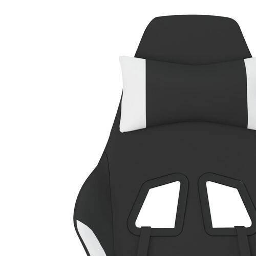 Gamingstol med fodstøtte stof sort og hvid