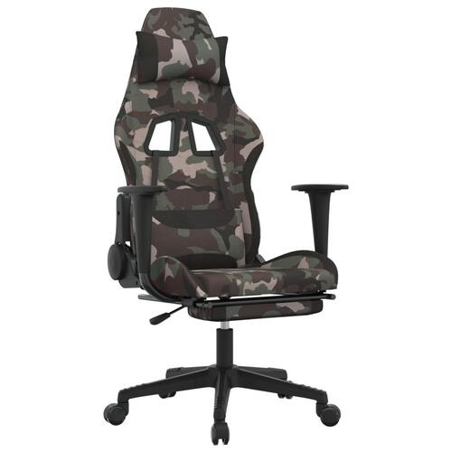 Gamingstol med fodstøtte stof camouflage og sort