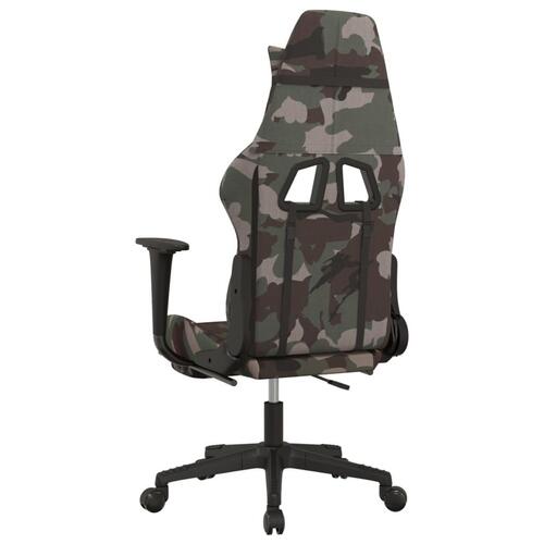 Gamingstol med fodstøtte stof camouflage og sort