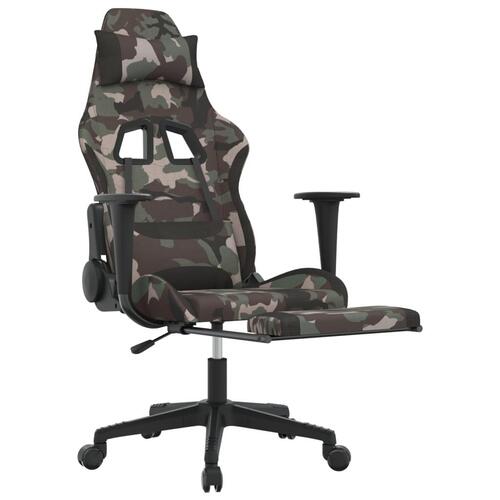 Gamingstol med fodstøtte stof camouflage og sort
