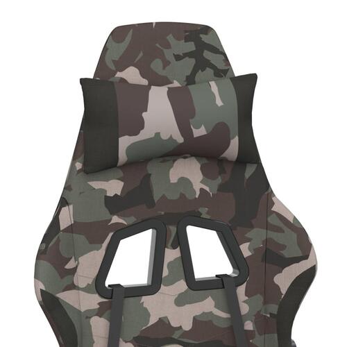 Gamingstol med fodstøtte stof camouflage og sort