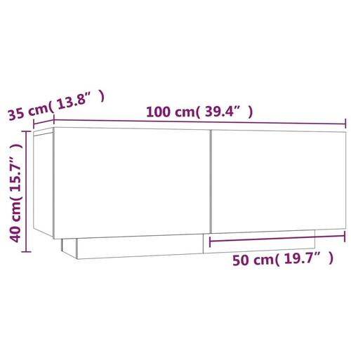 Sengebord 100x35x40 cm konstrueret træ brun egetræsfarve