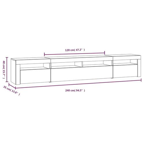 Tv-skab med LED-lys 240x35x40 cm hvid