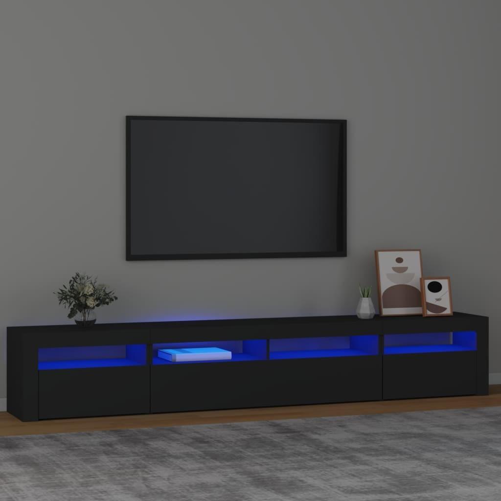 Tv-skab med LED-lys 240x35x40 cm sort
