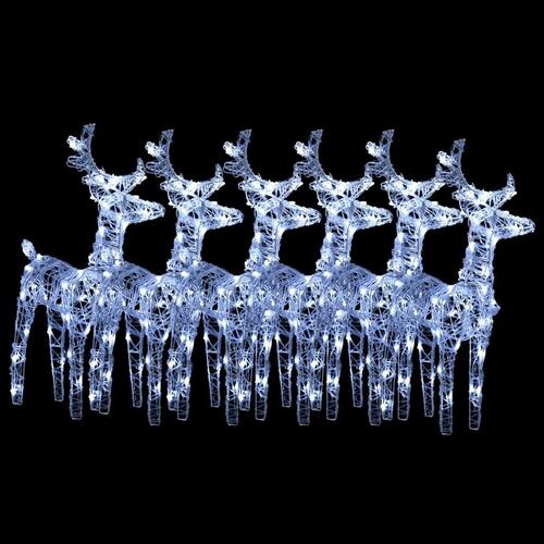 Julerensdyr 6 stk. 240 LED'er akryl koldt hvidt lys