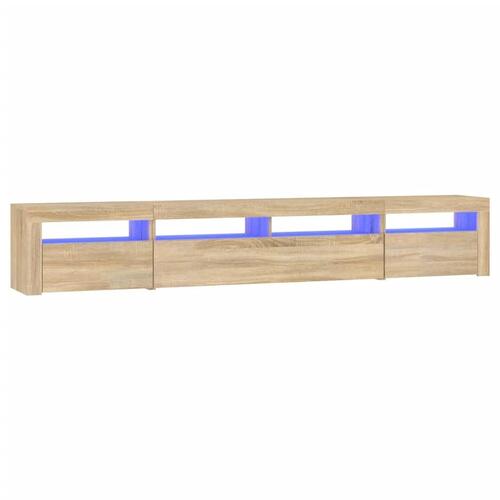 Tv-skab med LED-lys 240x35x40 cm sonoma-eg