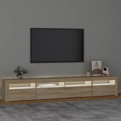 Tv-skab med LED-lys 240x35x40 cm sonoma-eg