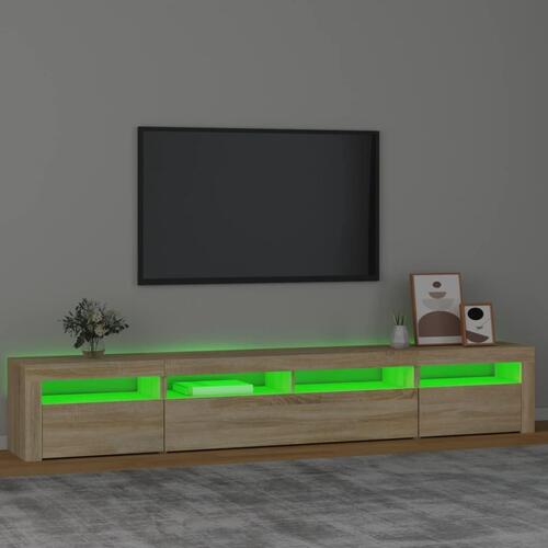 Tv-skab med LED-lys 240x35x40 cm sonoma-eg