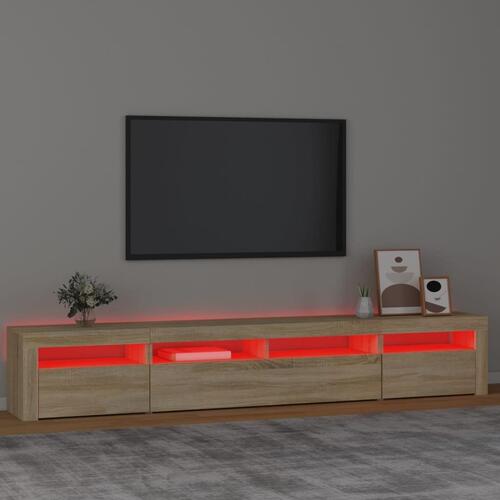 Tv-skab med LED-lys 240x35x40 cm sonoma-eg
