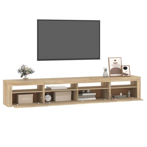 Tv-skab med LED-lys 240x35x40 cm sonoma-eg