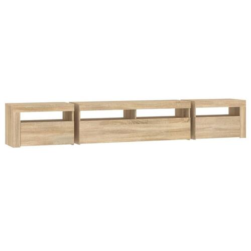 Tv-skab med LED-lys 240x35x40 cm sonoma-eg