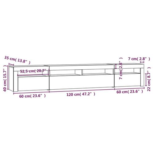 Tv-skab med LED-lys 240x35x40 cm sonoma-eg