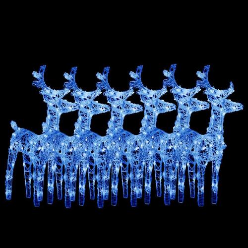 Julerensdyr 6 stk. 240 LED'er akryl blåt lys