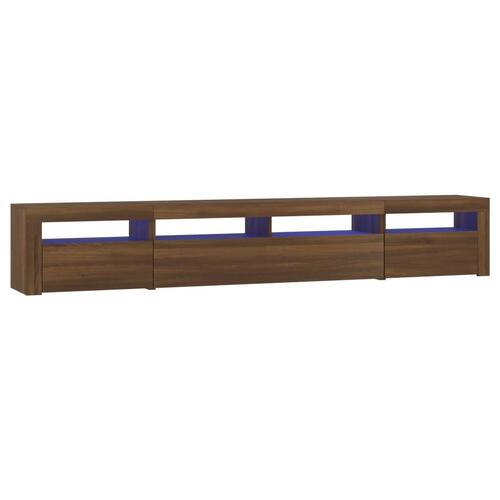 Tv-skab med LED-lys 240x35x40 cm brun egetræ