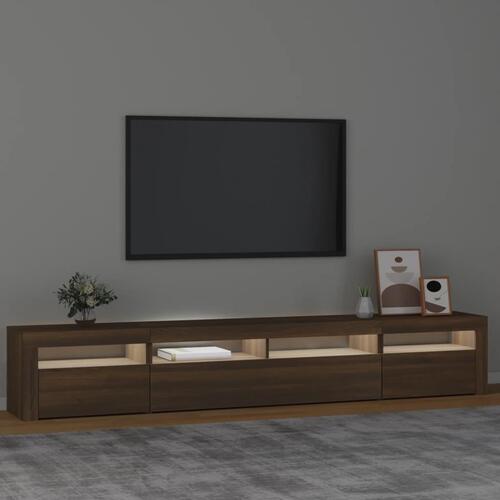 Tv-skab med LED-lys 240x35x40 cm brun egetræ