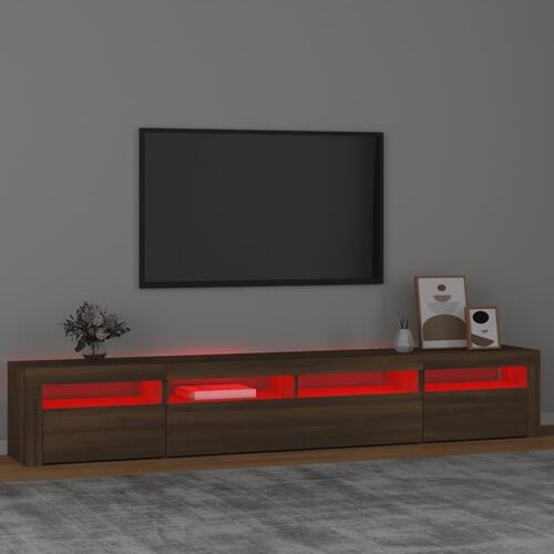 Tv-skab med LED-lys 240x35x40 cm brun egetræ