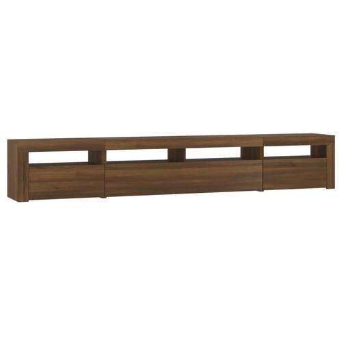 Tv-skab med LED-lys 240x35x40 cm brun egetræ