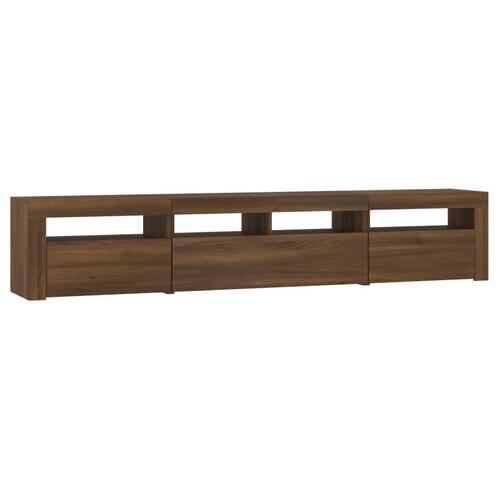 Tv-skab med LED-lys 210x35x40 cm brun egetræ