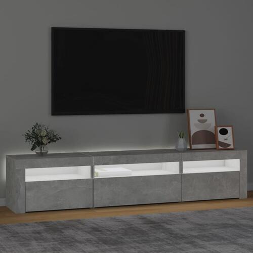 Sengebord med LED-lys 195x35x40 cm betongrå