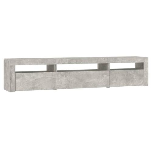 Sengebord med LED-lys 195x35x40 cm betongrå