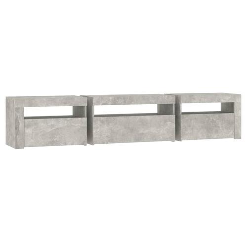 Sengebord med LED-lys 195x35x40 cm betongrå