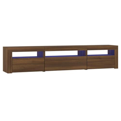 Tv-bord med LED-lys 195x35x40 cm brun egetræsfarve