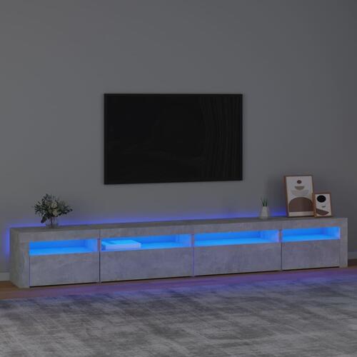Sengebord med LED-lys 270x35x40 cm betongrå