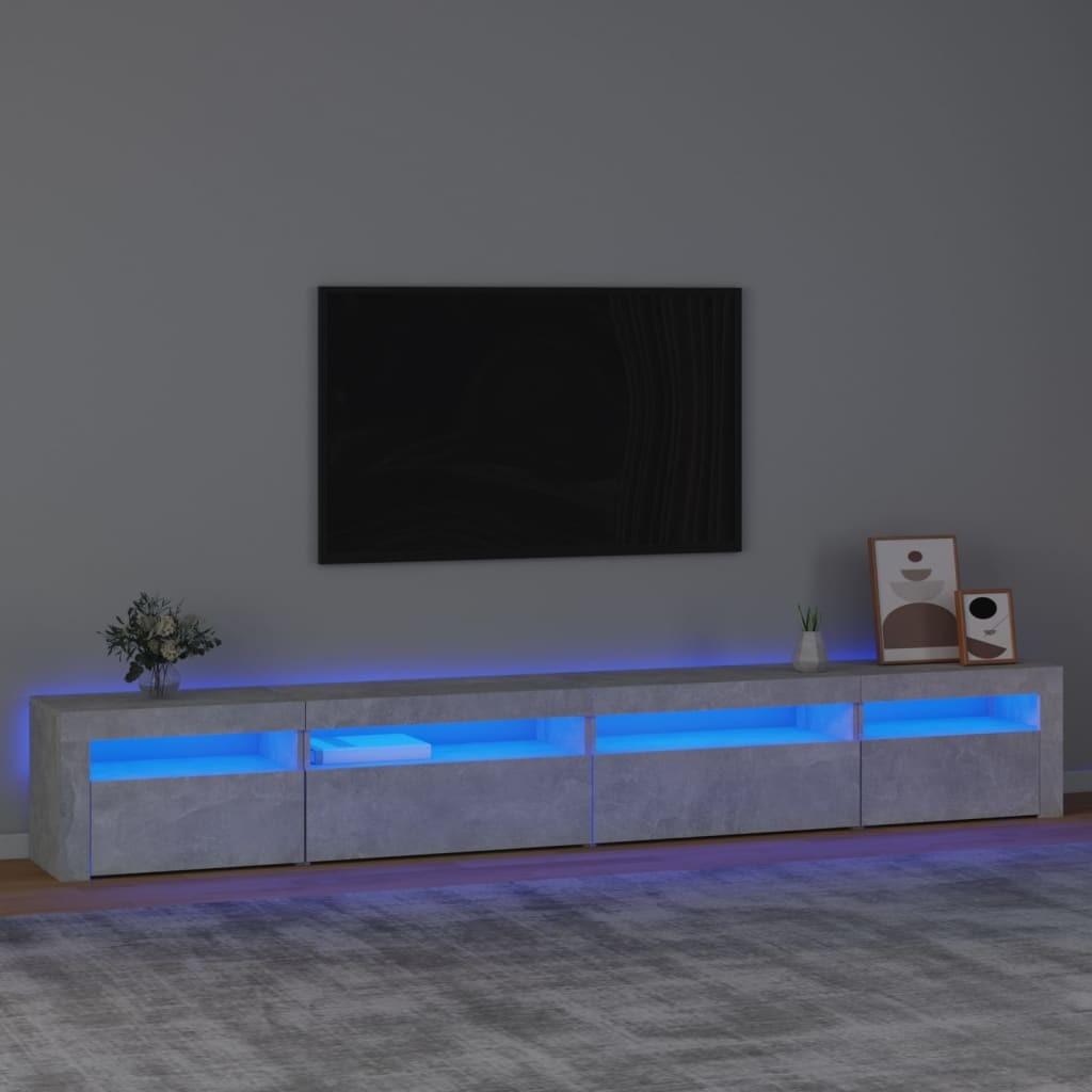 Sengebord med LED-lys 270x35x40 cm betongrå