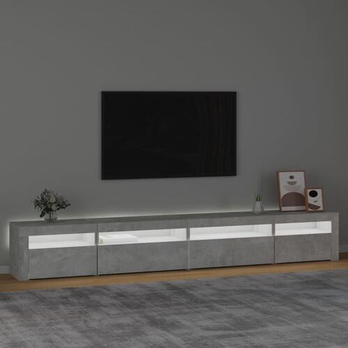 Sengebord med LED-lys 270x35x40 cm betongrå