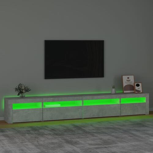 Sengebord med LED-lys 270x35x40 cm betongrå