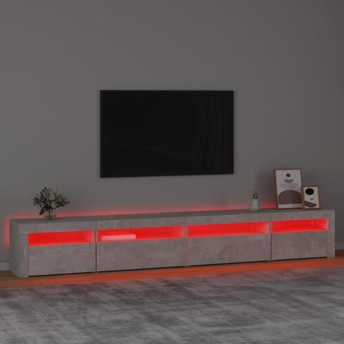 Sengebord med LED-lys 270x35x40 cm betongrå