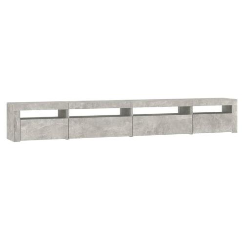 Sengebord med LED-lys 270x35x40 cm betongrå
