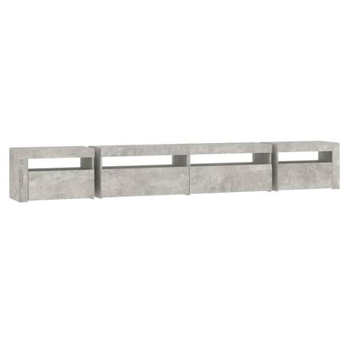 Sengebord med LED-lys 270x35x40 cm betongrå