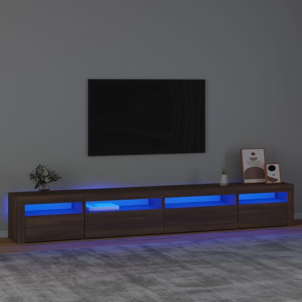 Tv-skab med LED-lys 270x35x40 cm brun egetræ