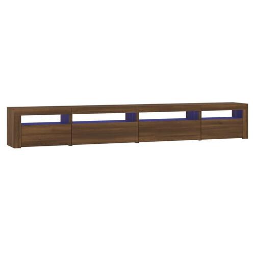 Tv-skab med LED-lys 270x35x40 cm brun egetræ