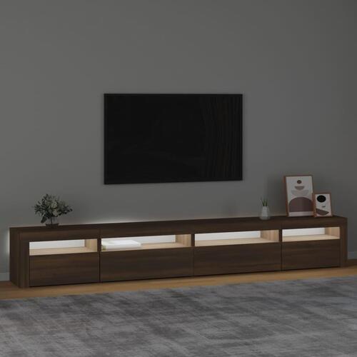 Tv-skab med LED-lys 270x35x40 cm brun egetræ
