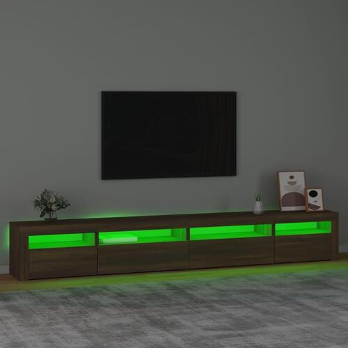 Tv-skab med LED-lys 270x35x40 cm brun egetræ