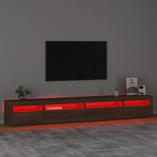 Tv-skab med LED-lys 270x35x40 cm brun egetræ